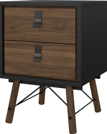 Sengebord Vesterholm Askø Natbord  Valnød Mat Sort    Skuffer  Danskproduceret Fsc  H59     B43     D40   Cm