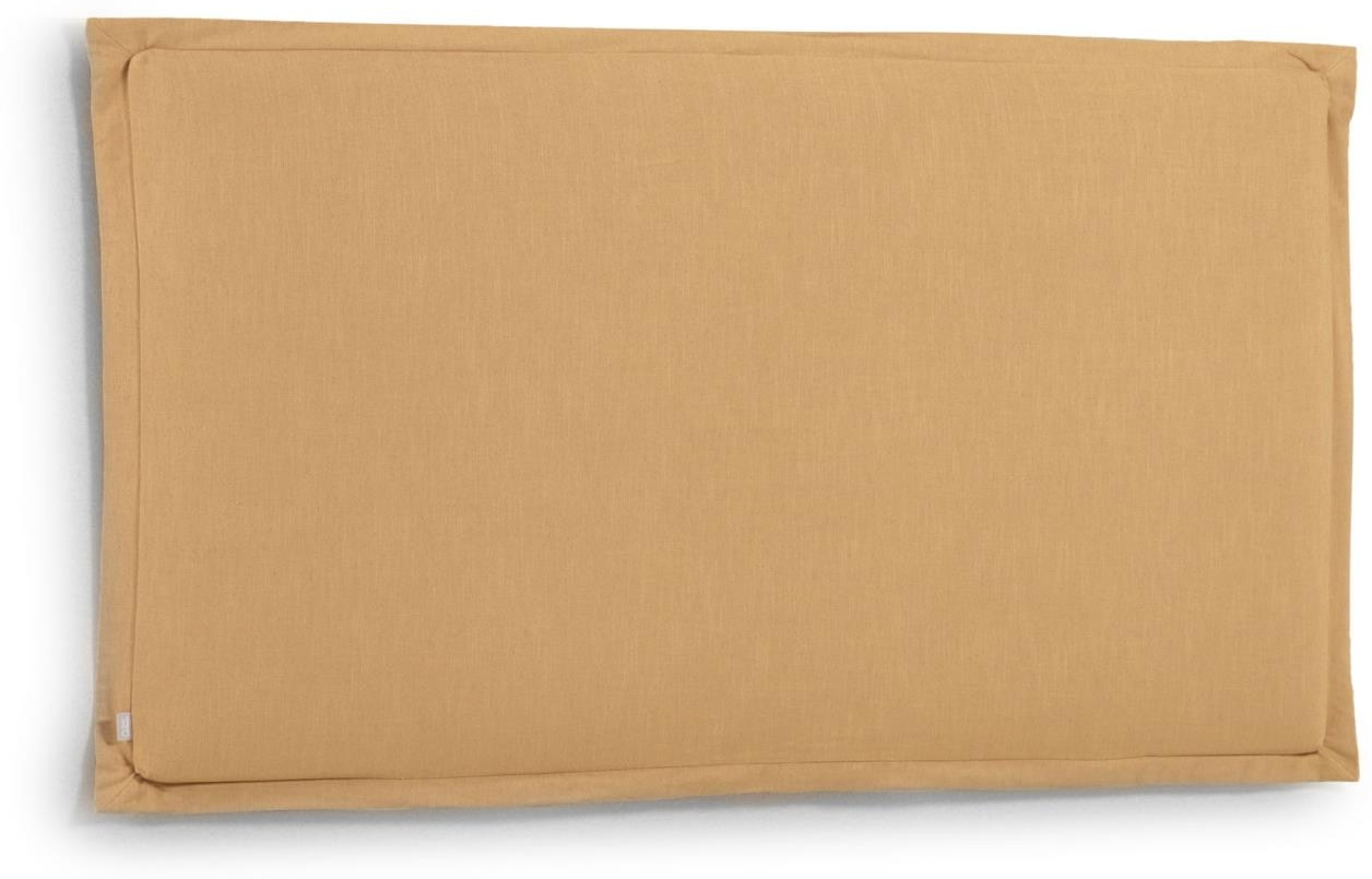 Sengegavl Kave Home Tanit Polstret Stof Sennepsfarvet 106x206 Cm