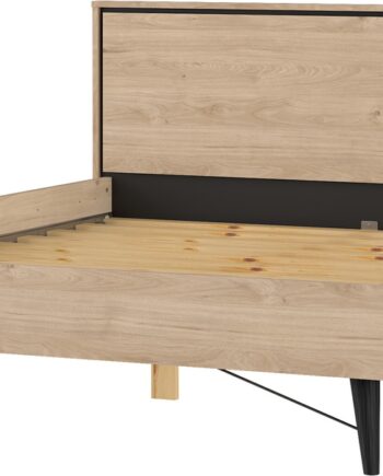 Sengeramme Til Dobbeltseng Vesterholm Askø 160x200 Cm Med Lamelbund  Spånplade  Malede Metalben  Jackson Hickory