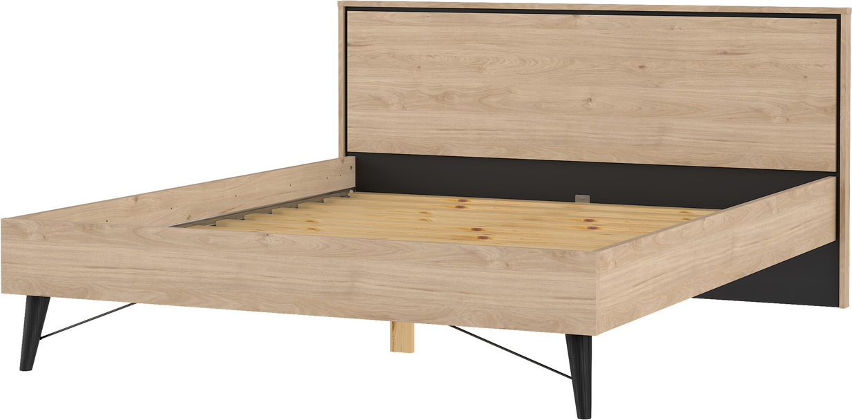 Sengeramme Til Dobbeltseng Vesterholm Askø 160x200 Cm Med Lamelbund Spånplade Malede Metalben Jackson Hickory