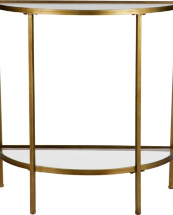Sidebord   Aflastningsbord Woood Collection Metal Og Glas  Antik Messing Stel  H75xb38xl76 Cm