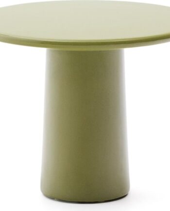Sidebord Kave Home Albanella   Rundt Cementbord Med Glansfuld Grøn Finish ø65   H51 Cm