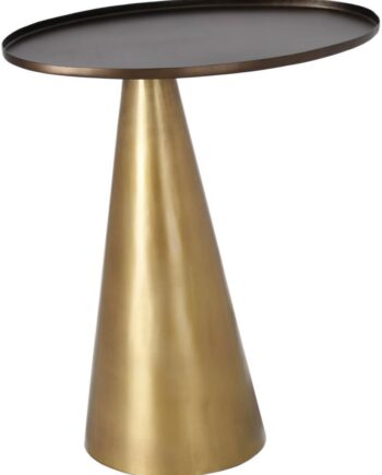 Sidebord Kave Home Liliane   Metal Med Galvaniseret Finish  Konisk Base   Oval Top  Guld Sort  H52   B46 Cm