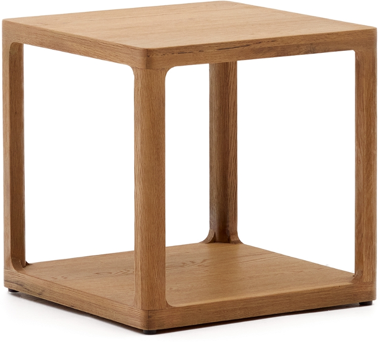 Sidebord Kave Home Maymai Moderne Nordisk Design Natur Egetræ Mdf 50x50x50 Cm Justerbare Ben