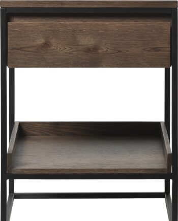 Sidebord Nordique Design Rivoli   Røget Egetræ   Metal Med Skuffe   Hylde H60x45 Cm