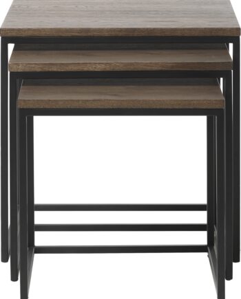 Sidebord Nordique Design Rivoli   Nestebord   Røget Egetræ Og Sort Metal H50   B50 Cm