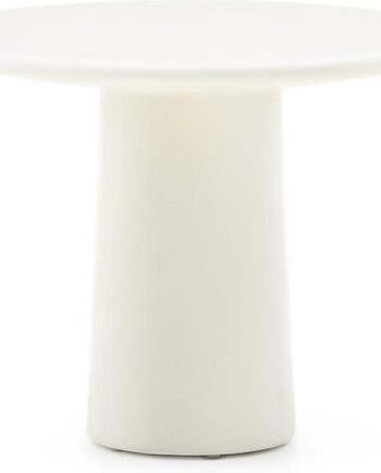 Sidebord   Småbord Kave Home Albanella ø65   H51 Cm Hvid Lakeret Pu Beton