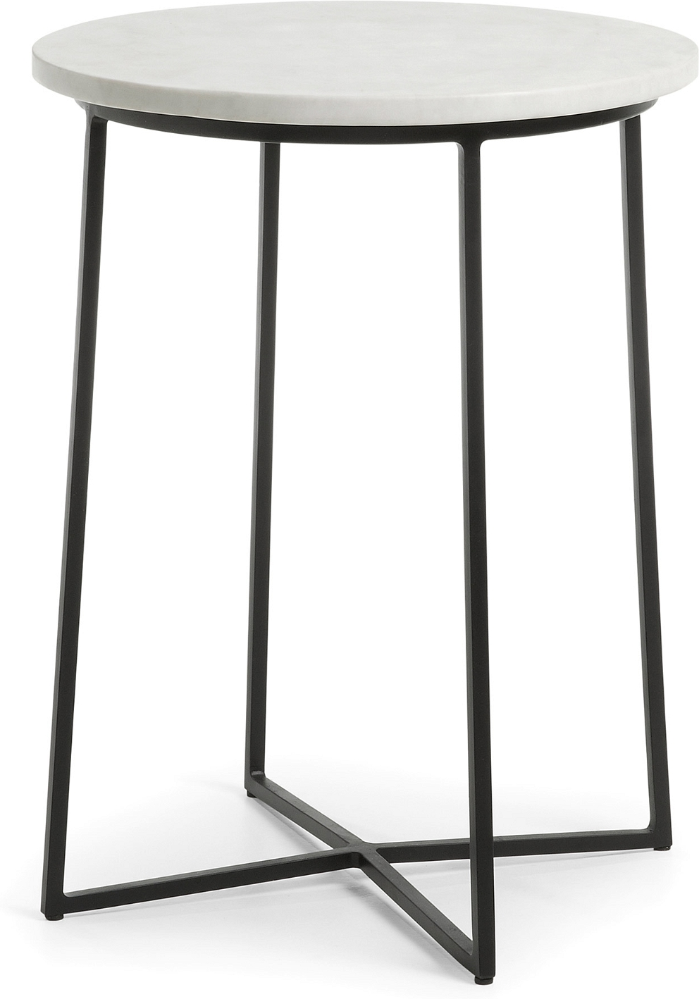 Sidebord Småbord Kave Home Bryson ø41 H53 Cm Marmor Stål Grå Sort