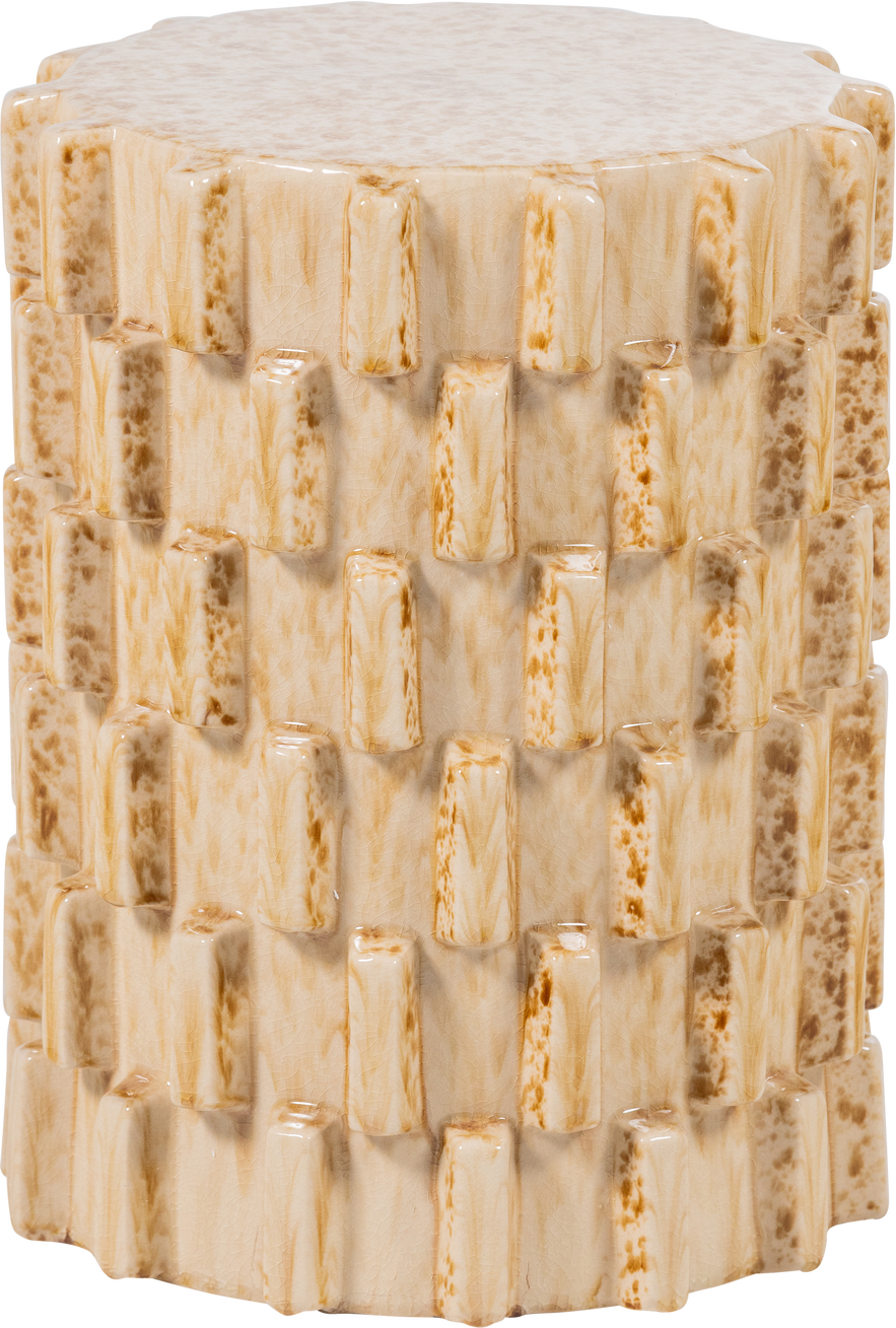 Sidebord Småbord Woood Collection Sandfarvet Glaseret Keramik Med Blank Overflade H45 ø35 Cm