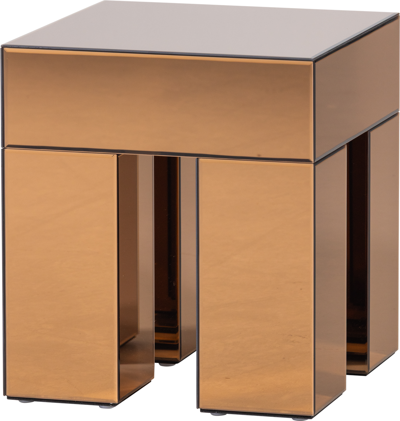 Sidebord Woood Collection Brun Mdf Med Spejlglas Fsc Kompakt 50x45x45 Cm