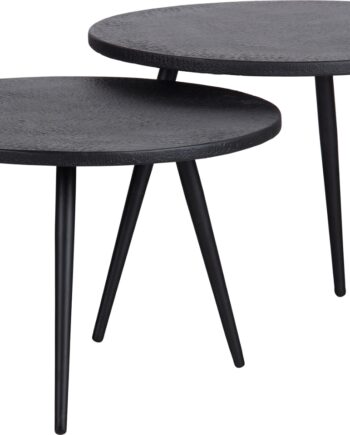 Sidebordssæt Woood Suze   Sorte Småborde   Metal Træ ø53   H36 42 Cm    Stk