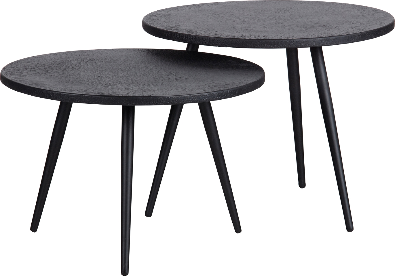 Sidebordssæt Woood Suze Sorte Småborde Metal Træ ø53 H36 42 Cm Stk
