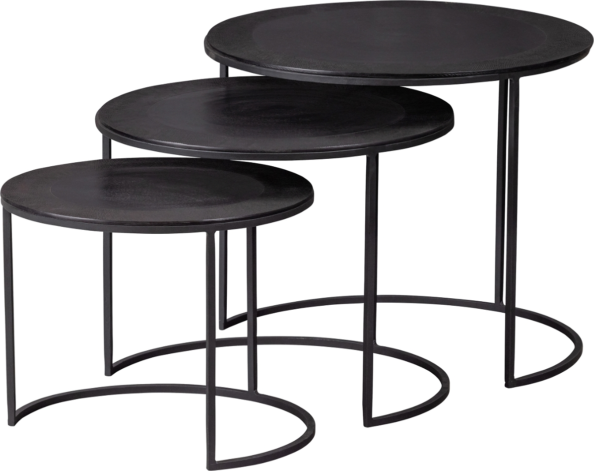 Sidebordssæt  -pak Woood Janna Mørkebrun Metal Småborde ø55 48 41 H44 39 33 Cm