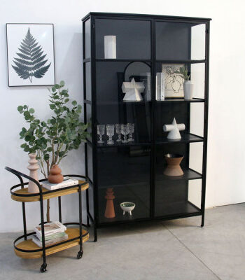 Skælskør Vitrineskab   Metal 119 5x40x212 Cm Sort