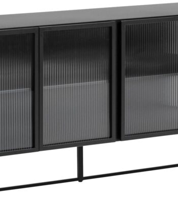 Skænk   Buffet Kave Home Trixie   Mat Sort Stål Med Hærdet Glas 160   41   80 Cm