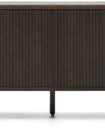 Skænk Kave Home Mailen 180x40x75 Cm Sort   Rustik Kolonial Med Trælameller Og Anti-tilt