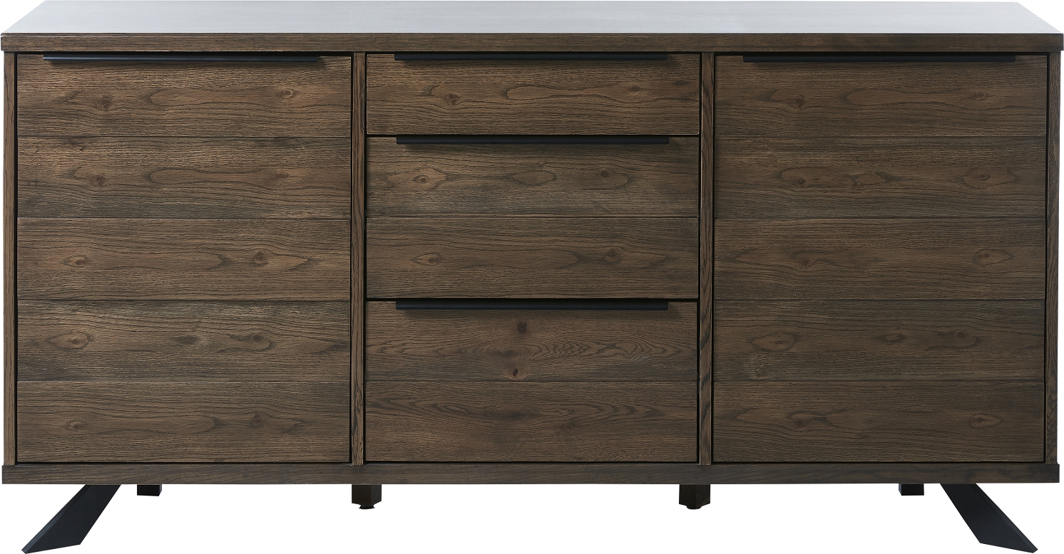 Skænk Nordique Design Arno Opbevaringsskænk Røget Egefiner Sorte Metalben H85ã 45ã 170 Cm
