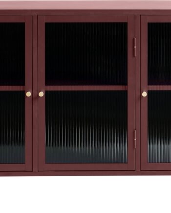 Skænk Nordique Design Bronco Vinrød Koldvalset Stål   Rillet Glas 85x132x40 Cm
