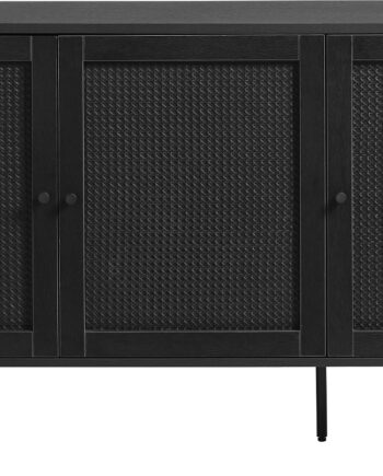 Skænk Nordique Design Pensacola   Sort Melamin Og Rattan  140x40x80 Cm