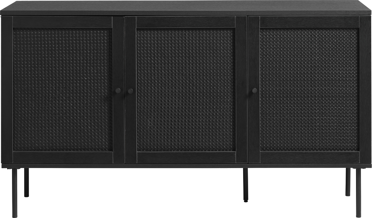 Skænk Nordique Design Pensacola Sort Melamin Og Rattan 140x40x80 Cm