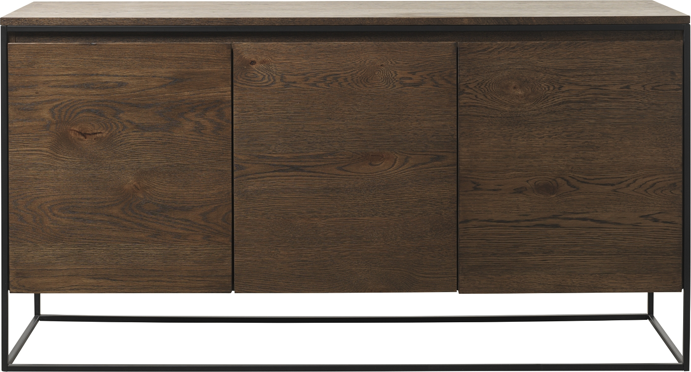 Skænk Nordique Design Rivoli Røget Egetræ Sort Metalstel Døre Skuffe 155x45x80 Cm