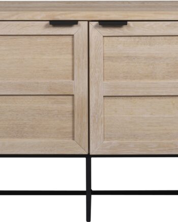 Skænk Rowico Everett Fsc-certificeret Hvidkalket Egetræ   Sort Metal Soft Close H75ã B160ã D41 Cm