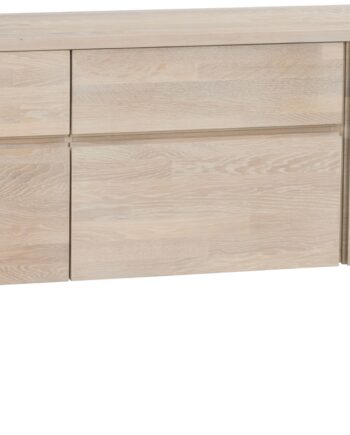 Skænk Rowico Fred Hvidkalket Fsc-eg Med Børstet Ståltop Og Sorte Metalben 79ã 170ã 42 Cm Soft-close Låger   Push-open Skuffer