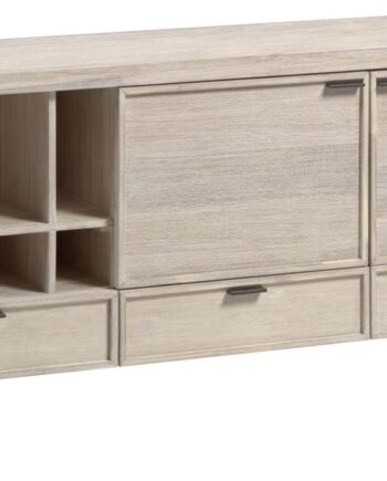 Skænk   Sideboard Kave Home Alen 185   45   80 Cm Massivt Akacietræ Hvid Patina