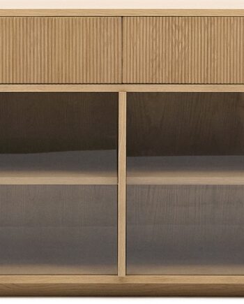 Skænk Sideboard Kave Home Helvine Fsc-certificeret Egfinér   Hærdet Glas 200x40x80 Cm Bæredygtig Opbevaring