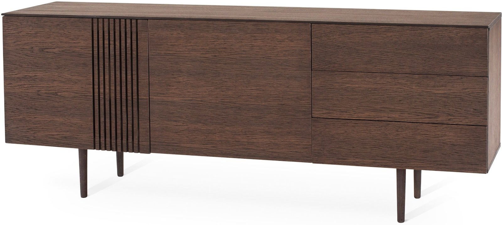 Skænk Torkelson Joel Røgbejdset Eg Finér Med To Låger Tre Skuffer Og Aftagelige Hylder 180x42x70 Cm