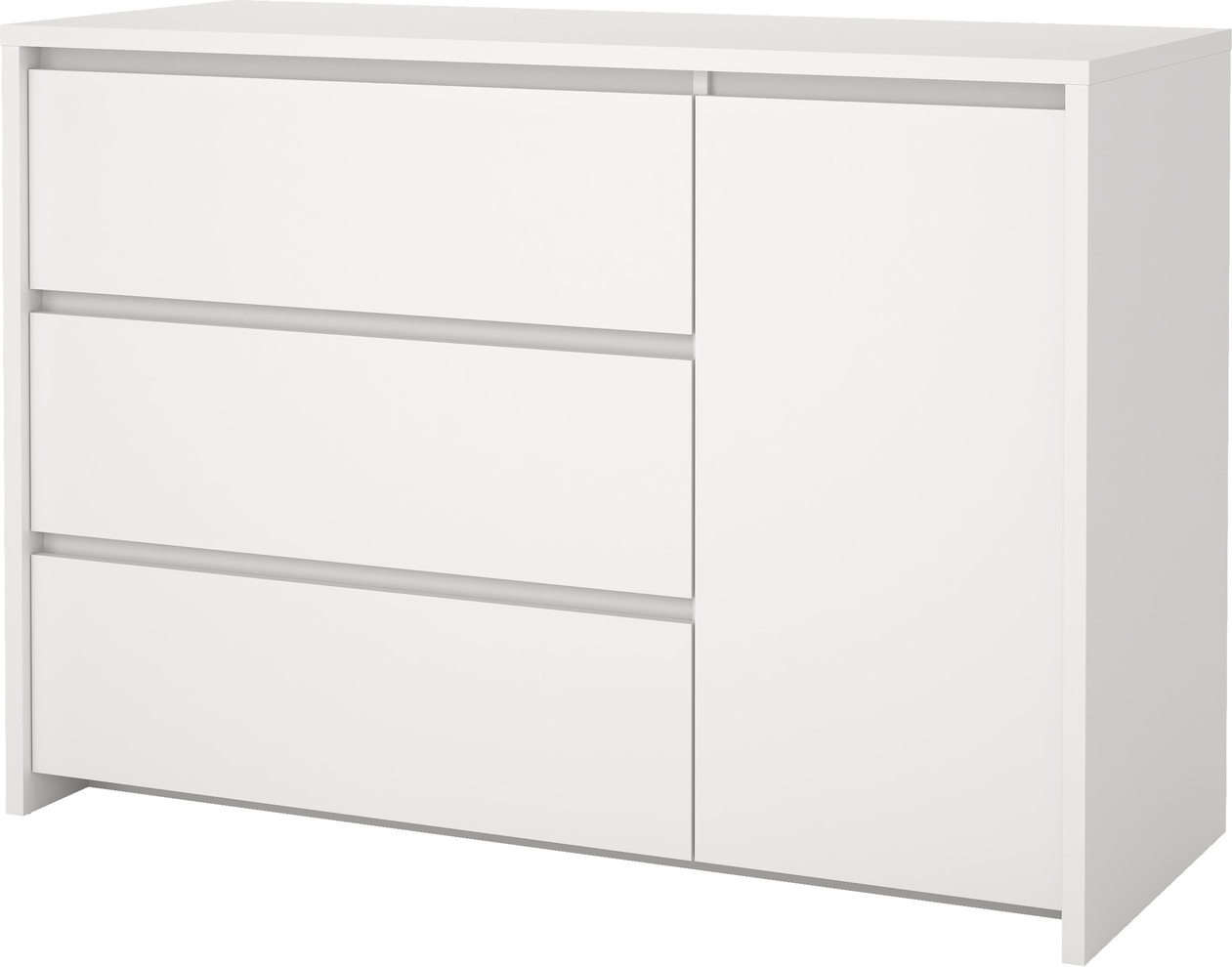 Skænk Vesterholm Next Hvid Foliefinish Skuffer Og Dør Med Justerbare Hylder Vægmonteret Fsc H84ã B119ã D48 Cm