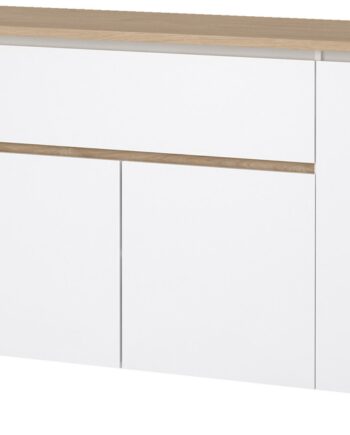 Skænk Vesterholm Next  Jackson Hickory Top   Hvid Højglans  197x48x83   Cm    Døre     Skuffe