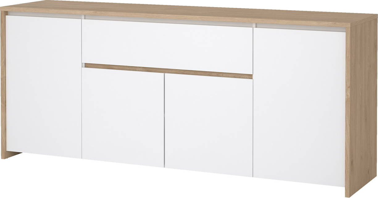 Skænk Vesterholm Next Jackson Hickory Top Hvid Højglans 197x48x83 Cm Døre Skuffe