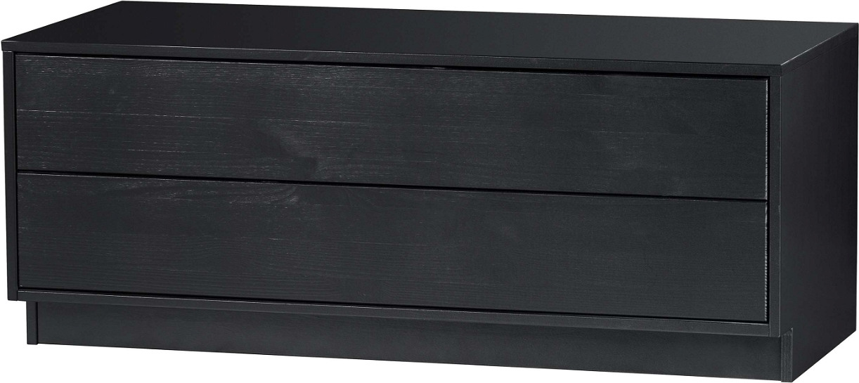 Skænk Woood Exclusive Finca Opbevaringsskænk   Massivt Fyrretræ Med Tryk-for-at-åbne  Mat Sort 100x40x40 Cm