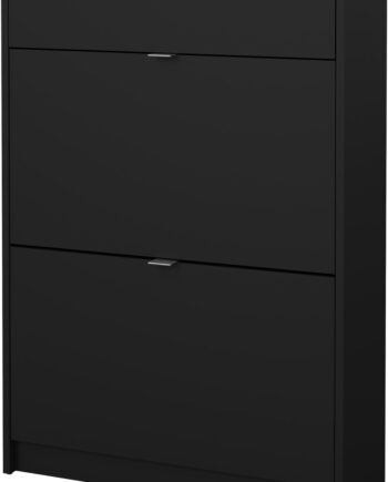 Skoskab Skoreol Vesterholm Havn   Rum   Skuffe  Mat Sort Spånplade  H101ã B70ã D24 Cm