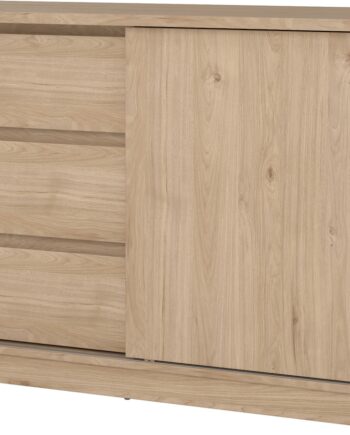 Skoskab Skoreol Vesterholm Naia Jackson Hickory Skydedør   Skuffer B119xd50xh76 Cm Vægmonteret