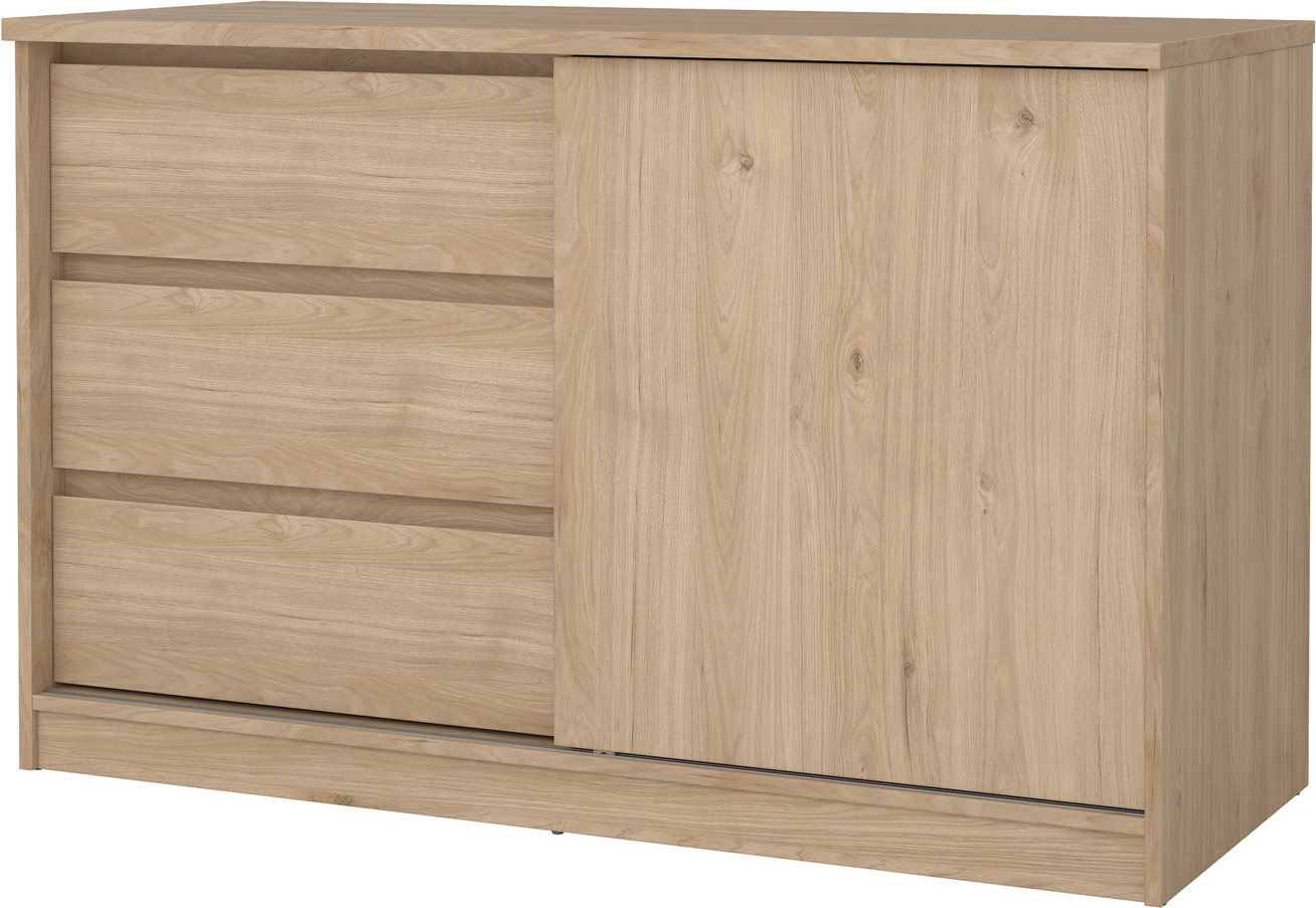 Skoskab Skoreol Vesterholm Naia Jackson Hickory Skydedør Skuffer B119xd50xh76 Cm Vægmonteret