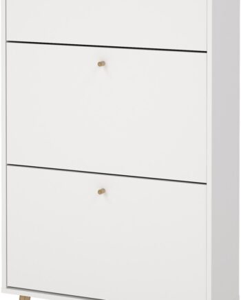 Skoskab Vesterholm Bodo   Klapdøre  Hvid Plads Til 18 Par Sko  Vægmonteret  H139   B70   D24 Cm