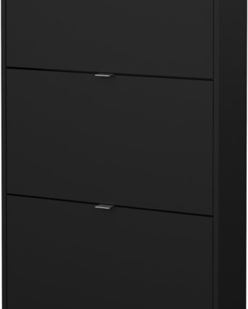 Skoskab Vesterholm Havn  Skohylde  Mat Sort  Spånplade  H124   B70   D24 Cm    Rum