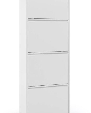 Skostativ Kave Home Ode   Hvidt Pulverlakeret Stål   Skuffer  Plads Til 12 Par Sko  H136xd15xb50 Cm