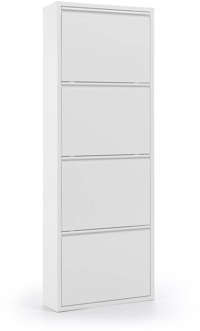 Skostativ Kave Home Ode Hvidt Pulverlakeret Stål Skuffer Plads Til 12 Par Sko H136xd15xb50 Cm