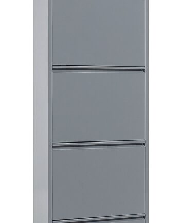 Skostativ Kave Home Ode   Rum   Moderne Grå Metal Skoreol H169xb15xd50 Cm