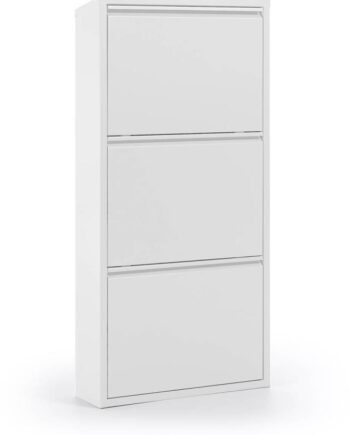 Skostativ Skoreol Kave Home Ode   Hvidt Pulverlakeret Stål    Skuffer  Plads Til   Par Sko  H103ã B50ã D15 Cm