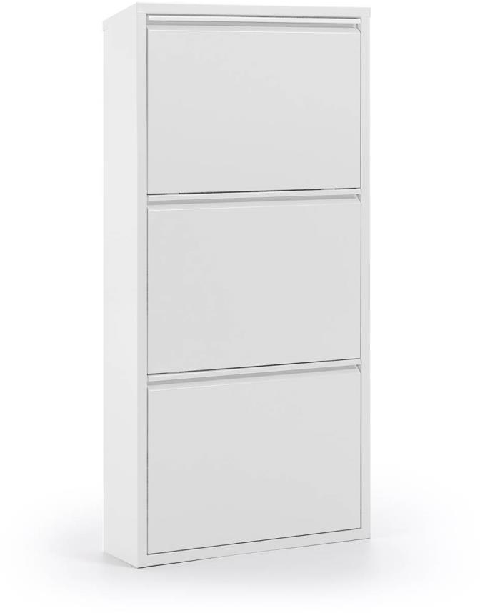 Skostativ Skoreol Kave Home Ode Hvidt Pulverlakeret Stål Skuffer Plads Til Par Sko H103ã B50ã D15 Cm