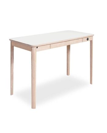 Skovby Sm131 Skrivebord 55   115 Cm  Hvidolieret Eg    Hvid Laminat Bordplade  : Erling Christensen Møbler