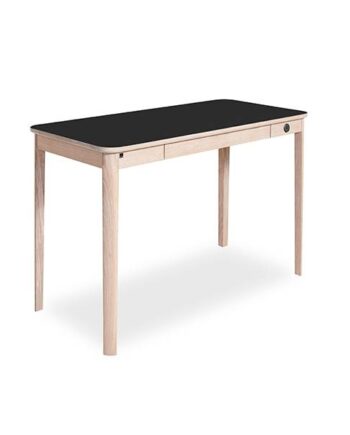 Skovby Sm131 Skrivebord 55   115 Cm  Hvidolieret Eg    Sort Nano-laminat Bordplade  : Erling Christensen Møbler