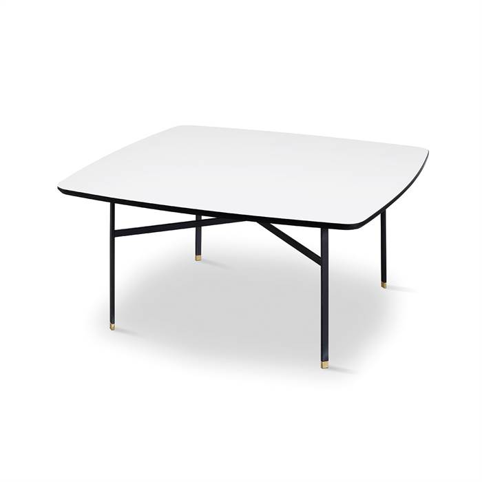 Skovby Sm242   Sm262s Sofabord 99   99 Cm Bordplade: Hvid Laminat Med Sort Kant  : Erling Christensen Møbler