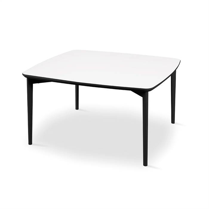 Skovby Sm242   Sm265 Sofabord 99   99 Cm Bordplade: Hvid Laminat Med Sort Kant  : Erling Christensen Møbler
