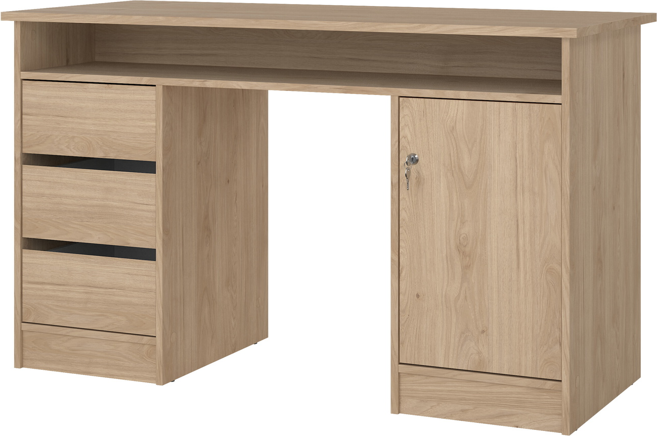 Skrivebord Arbejdsbord Vesterholm Function Plus Jackson Hickory Kompakt B126 D55 H75 Cm Låsbart Skab Fsc-træ