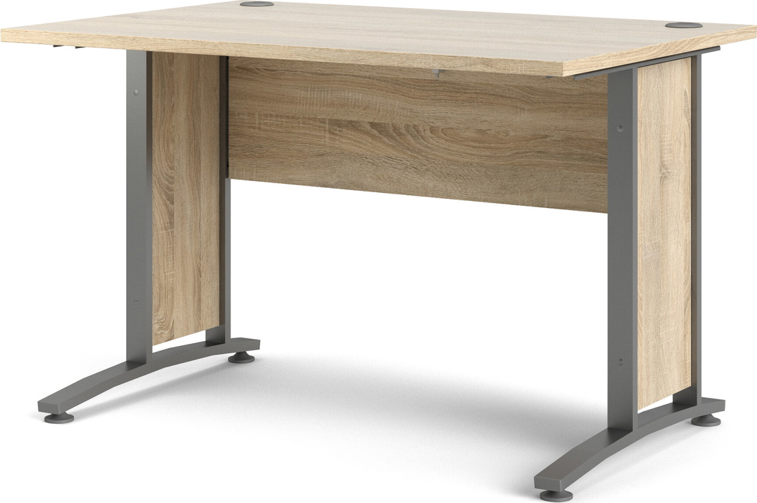 Skrivebord Arbejdsbord Vesterholm Prima 120x80 H74 Cm Egestruktur Natur Sølvgråt Stålstel Fremstillet Danmark